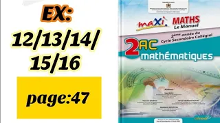 Maxi Maths 2AC Exercices 12 13 14 15 16 Page 47 
