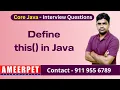 What is the use of this in Java Ameerpet Technologies By Srinivas