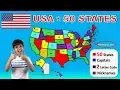Learn 50 US States With Capitals USA 50 States Nicknames 2 Letter Codes Abbreviations