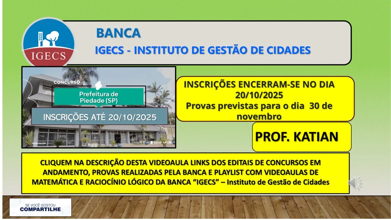 LINKS DE PROVAS APLICADAS PELAS BANCAS "SHDIAS" e "IGECS" na descrição da videoula. #IGECS