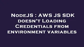 NodeJS AWS JS SDK doesn t Loading Credentials from environment variables