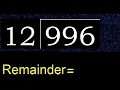 Divide 996 by 12 remainder Division with 2 Digit Divisors How to do