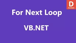 VB Net For Next Loop