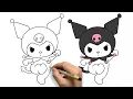 Kuromi Drawing in Her Iconic Black and Pink Style Cute Sanrio Art for Kawaii Fans