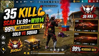 35 Kill 💪 SCAR LV.99+M1014 99%Headshot Rate ⚡| Solo Vs Squad 🪂[ Full Gameplay ]