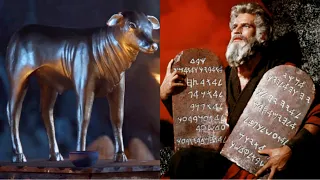 Arão faz um bezerro de ouro e Moisés quebra as tábuas da Lei