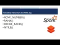 How to write Windows Ranking functions Rank Dense Rank Row Number NTile in Spark SQL DataBricks