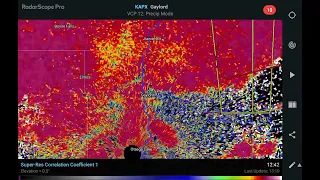 Gaylord Michigan tornado Friday May 20 2022 doppler radar CC debris