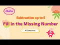 Subtraction up to 5 Complete the subtraction sentence Kindergarten Grade1 Math Quiz