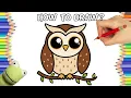 How to draw Owl Step by Step Tutorial Free Printable Coloring Page
