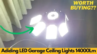 Adiding LED Garage Ceiling Lights 14000Lm w 8 Adjustable Panels Super Bright Deformable - Worth It