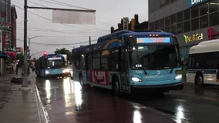 Bunching Series Three B44 SBS buses 6117 7659 6133 at Nostrand Avenue Flatbush Avenue