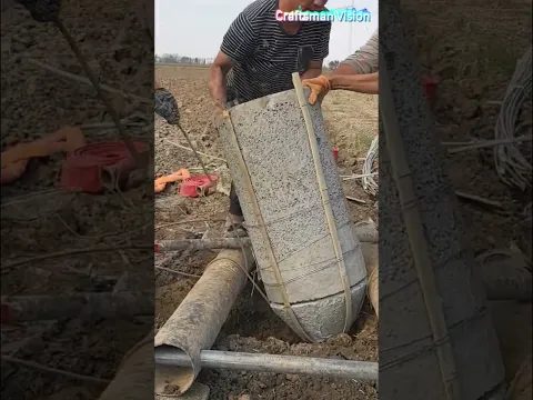 Farmland Well Drilling: Manually Lowering Precast Concrete Well Casing Smoothly