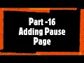 Making Pause Page in pygame Part-16