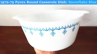1972-75 Vintage 1 5 QT Pyrex Casserole Dish Snowflake Garland Blue Pattern