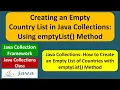 Creating an Empty Country List in Java Collections Using emptyList Method