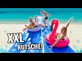 Lagu XXL AIRTRACK WASSERRUTSCHE in den SEE!😂😳 (extrem) mit MERLE, TOM und DIMA - Itsmisabell