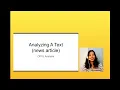Analyzing A Text News Article - OPVL Analysis