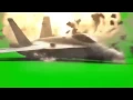 Jet crash on green screen
