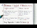 Difference between Logical and Bitwise Operators in C programming Handwritten notes B TECH BCA