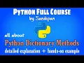 Lec 15 Dictionary Methods in Python detailed explanation with examples Python full course