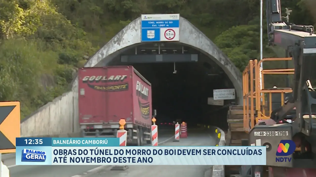Obras do túnel do Morro do Boi em BC devem concluir até novembro