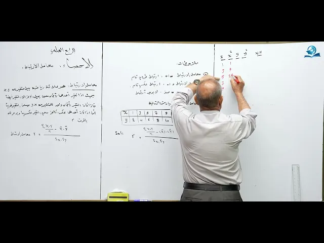 الاحصاء ( معامل الارتباط ) - مادة الرياضيات للصف الرابع الاعدادي
