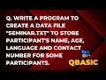 QBASIC File Handling How to create a sequential data file in qbasic