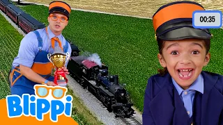 Ultimate Train Challenge 🚅 Blippi Vehicles | Learning Videos for Kids