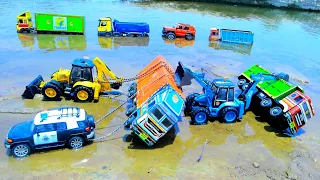 Double TATA Truck Container Tipper Accident Highway Road River Pulling Police Car JCB 5CX ? CS kids
