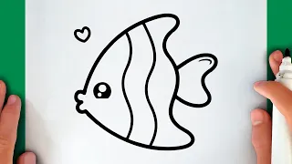 Como desenhar um PEIXE KAWAII