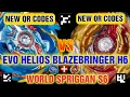 EVO HELIOS BLAZEBRINGER H6 WORLD SPRIGGAN S6 ALL NEW QR CODES BEYBLADE BURST APP