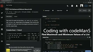 Codewars 8 kyu Find Maximum and Minimum Values of a List Javascript
