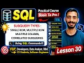 SQL Subquery Types Single Multiple Correlated Subqueries
