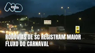 Trânsito intenso nas rodovias de SC marca o Carnaval 2026