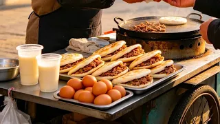 【LIVE】Roujiamo (Chinese hamburger) being sold on the roadside early in the morning