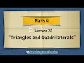 Basics Of Geometry Triangles And Quadrilaterals Math 4 Lecture