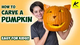 How to Carve a PUMPKIN - Easy for Kids