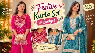 Festive 3 piece Kurta set Under Budget,Anvesha's Creativity 