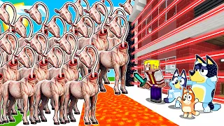 LA FAMILIA DE BLUEY ME AYUDA A DEFENDER MI CASA DEL APOCALIPSIS DE LONG HORSE EN MINECRAFT