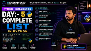 Day 5 Python AI Full Course in Kannada Complete List Data Type Explained ITKannadigaru