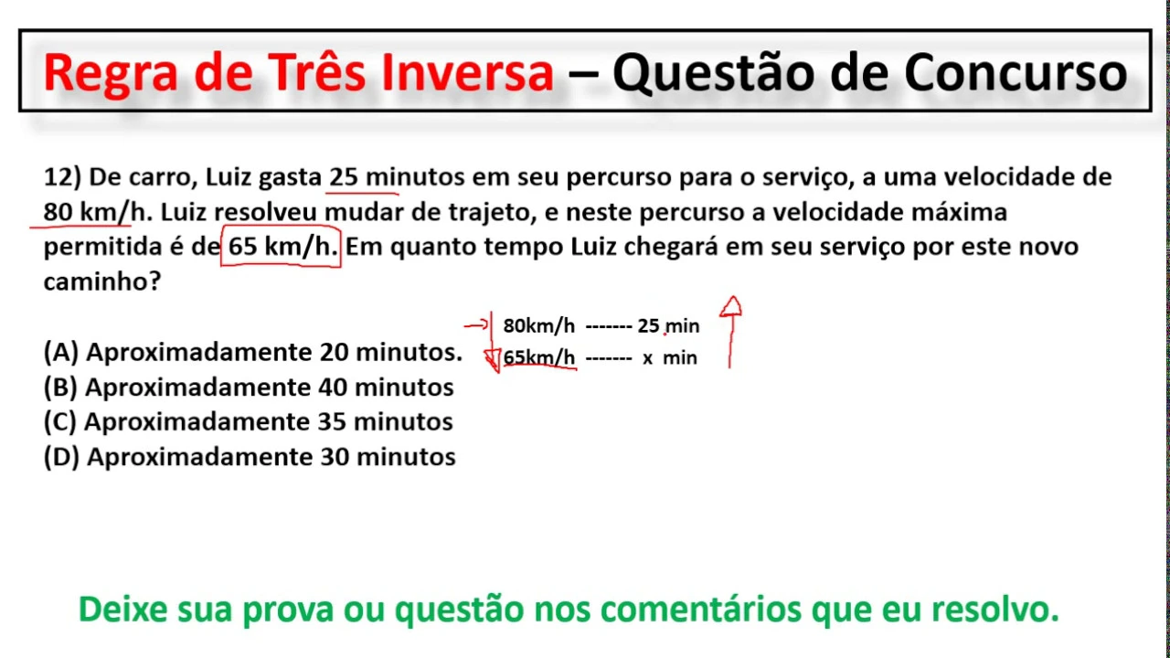 Regra de Três Inversa Concurso Agente Comunitário de Saúde Matemática Q12