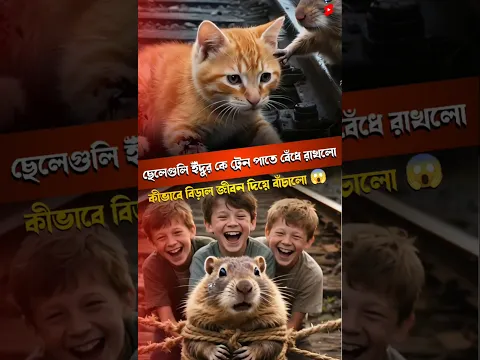 ছেলেগুলি ইঁদুর কে ট্রেন পাতে বেঁধে রাখলো || কীভাবে বিড়াল জীবন দিয়ে বাঁচালো 😱 | #shorts #ytshorts