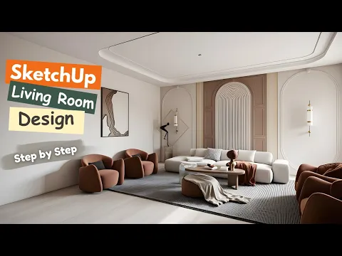 Curved Living Room Feature Wall in SketchUp | Step-by-Step — Nice Tower SketchUp tutorial