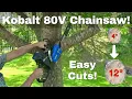 Kobalt 80V Battery Chainsaw Demo and Review 1 Year Later