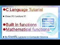 built-in functions mathematical functions predefined functions Library functions c language tutorial