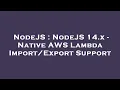 NodeJS NodeJS 14 x - Native AWS Lambda Support