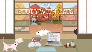 Study With Cats Pomodoro Timer 25 5 X Animation Lofi Autumn Study Sessions In Garden View Room 