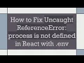 How to Fix Uncaught ReferenceError process is not defined in React with env