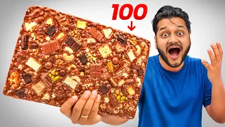 I Melted 100 Chocolate into One Giant Bar!!